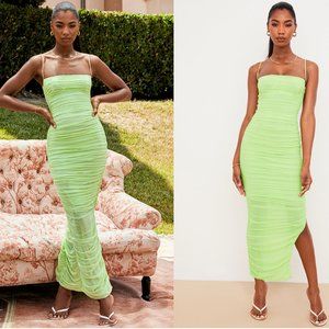 HOUSE OF CB 'Fornarina' Lime Organza Mesh Maxi Dress NWOT